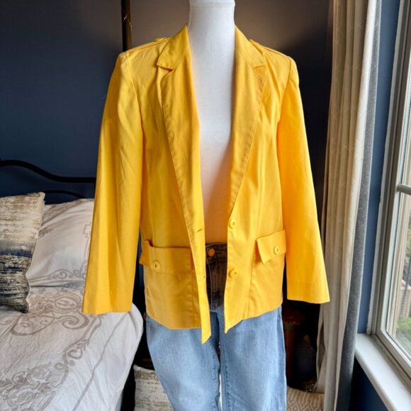 80s Vintage Yellow Light Jacket Blazer - Picture 5 of 11